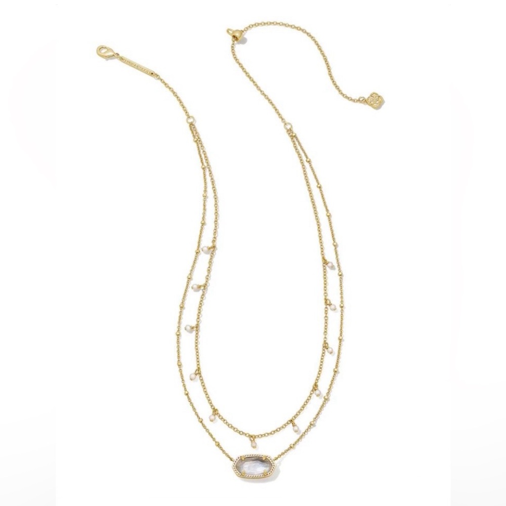 Kendra Scott Elisa Multi Strand Pearl Necklace In Ivory Mother Of Pearl And Gold - Picture 2 of 6